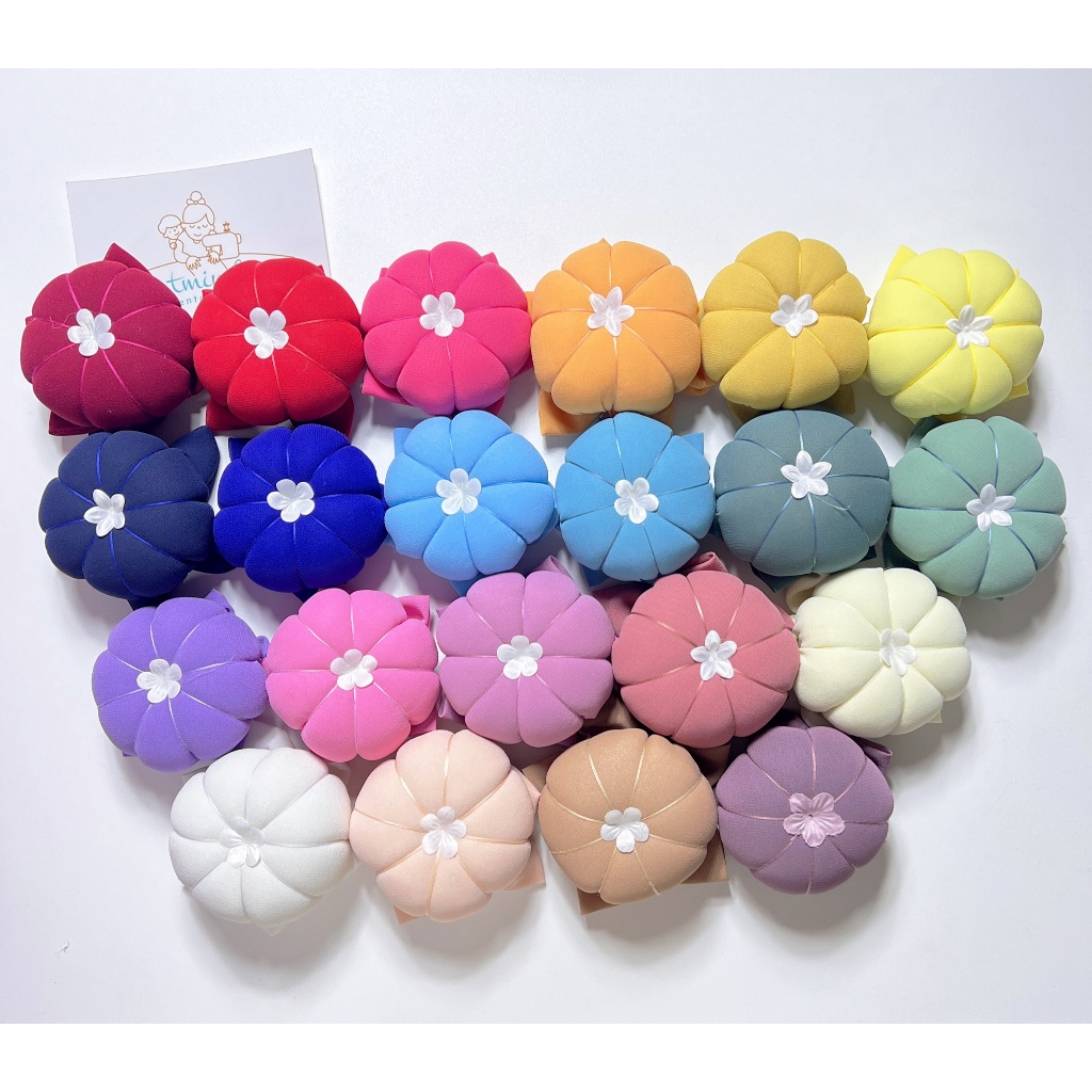 หมอนปักเข็ม หมอนฟักทอง ผ้าชีฟอง