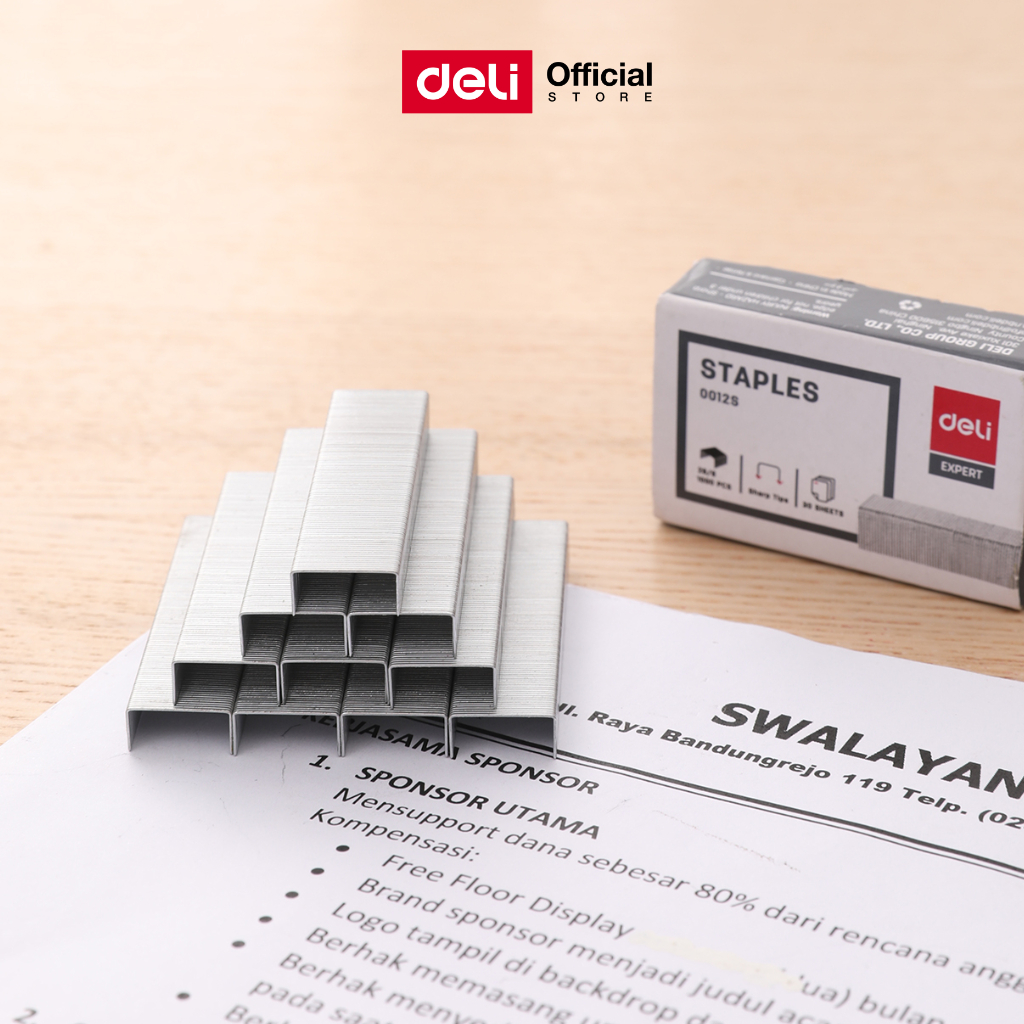 ลวดเย็บกระดาษ Deli เบอร์ 26/6 1 กล่อง เย็บได้ 30 แผ่น แข็งแรง ทนทาน ใช้งานได้นาน