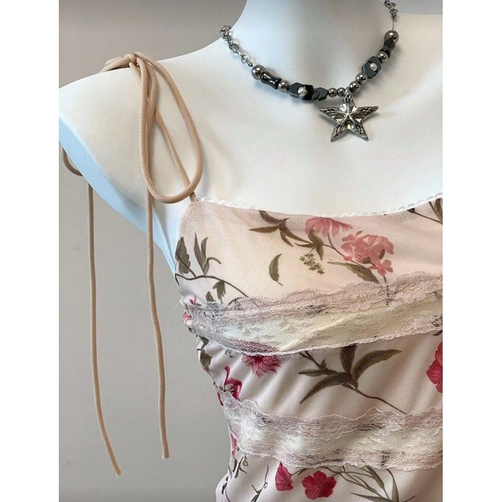 KO-BE รุ่น Vintage Floral 🤎 เสื้อสายเดี่ยวลายดอกวินเทจน่ารัก 🤎 พร้อมส่งจากไทย 🇹🇭 - รูปที่ 3