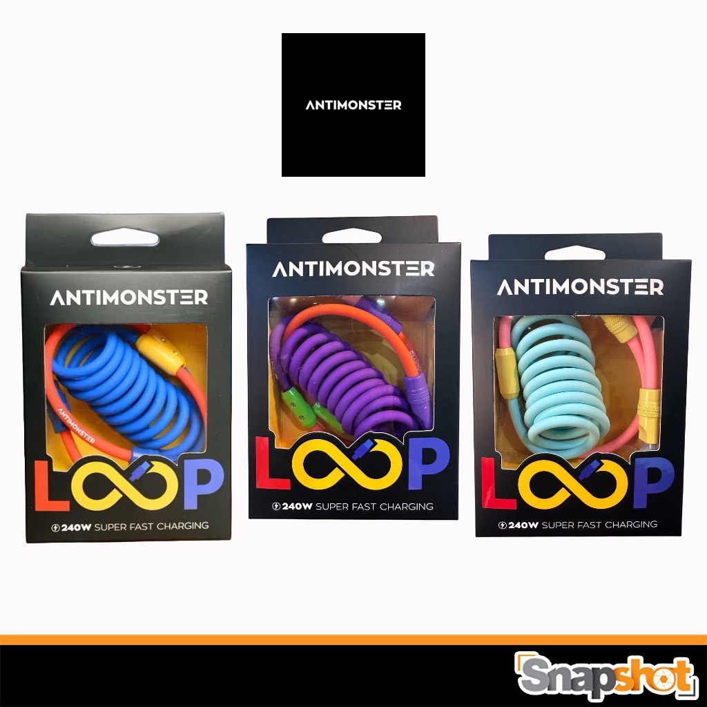 [พร้อมส่ง] ANTIMONSTER LOOP รองรับชาร์จเร็ว 240W Type C สายชาร์จแบบสปริง Fast Charging ของแท้ ออกใบก