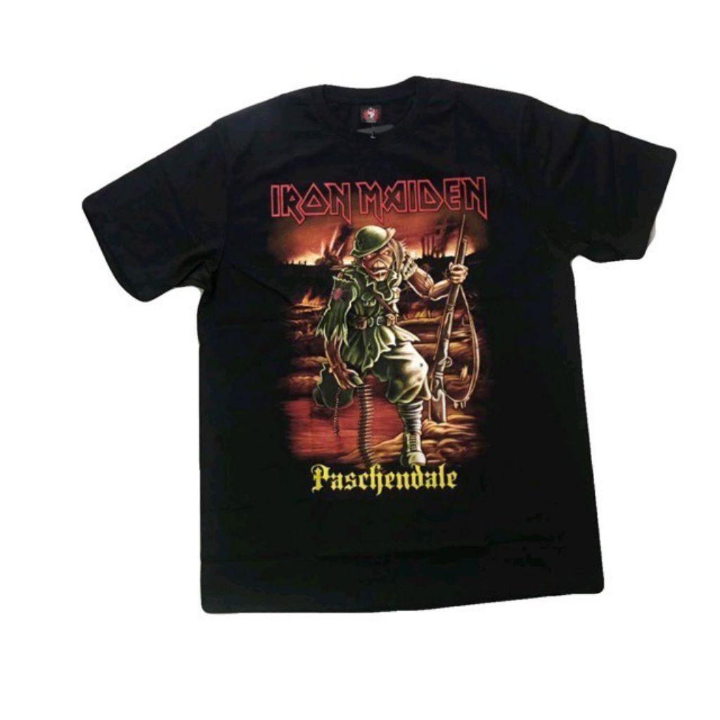 เสื้อยืดไอรอนไมเดน Iron maiden เสื้อวงป้าย Rock yeah คอฟิต ไม่มีตะเข็บข้าง ซักไม่หดไม่ย้วย