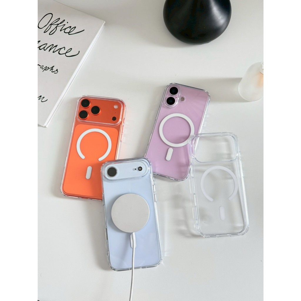 [i17] ส่งด่วน✨ PC-097 Milky Star+ไอริงแม่เหล็กเคสไอโฟน ชาร์จไร้สาย มินิมอล สำหรับ Iphone 13-17Promax