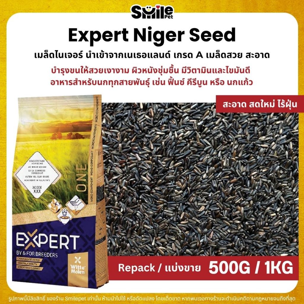 Expert Niger Seed เมล็ดไนเจอร์ อาหารนกแก้วทุกสายพันธุ์ อุดมไปด้วยไขมันดี (แบ่งขาย100G / 250G / 500G)