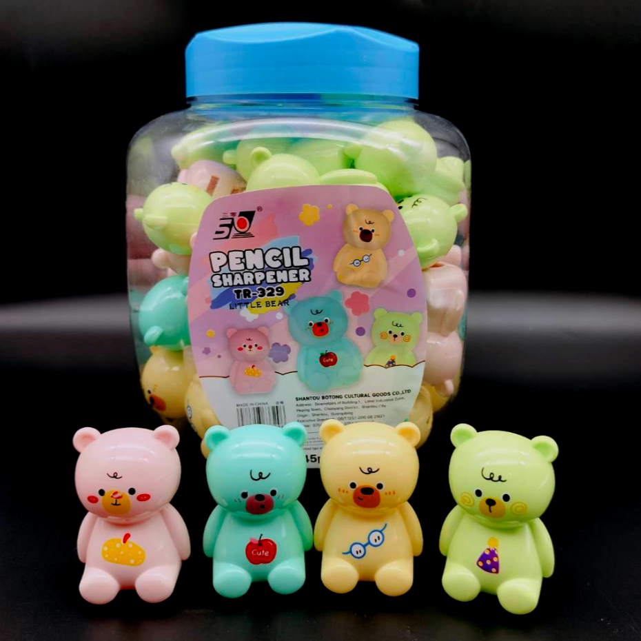 🔥กระปุก 45 PCS 329 หมี🔥กบเหลาดินสอ ที่เหลาดินสอ ลายกระต่าย คละสี แบบมือหมุน เหลาง่าย