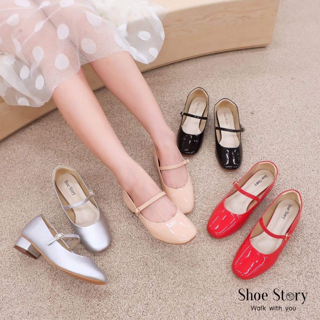 Shoe Story : รุ่น Mary Jane Mid Heels รองเท้าผู้หญิง คัชชู ทรงแมรี่เจน ส้นบล๊อก ใส่สบาย แมทช์ง่ายกับทุกชุด