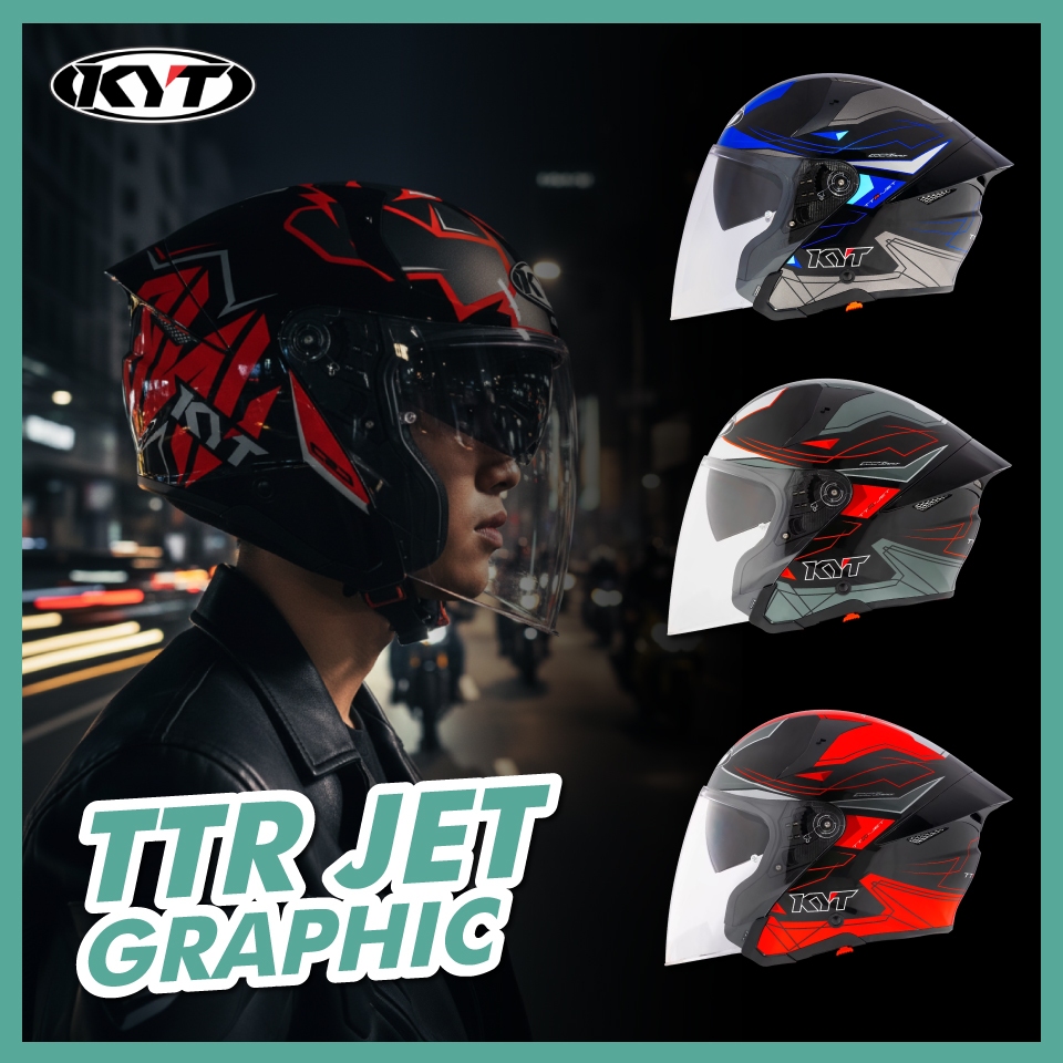 KYT หมวกกันน็อคเปิดหน้า TTR - JET ลาย Graphic รุ่นใหม่ล่าสุด ปี 2025