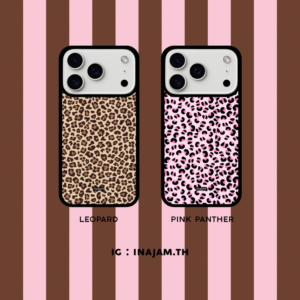 เคสไอโฟนแบรนด์ Inajam Collection Pink Panther and Leopard