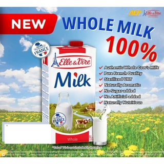 Elvire UHT.Whole Milk 1Litre (100% cow s milk)/เอเล่แอนด์เวียร์ โฮล มิลค์ (น้ำโคยูเอชที) 1 ลิตร