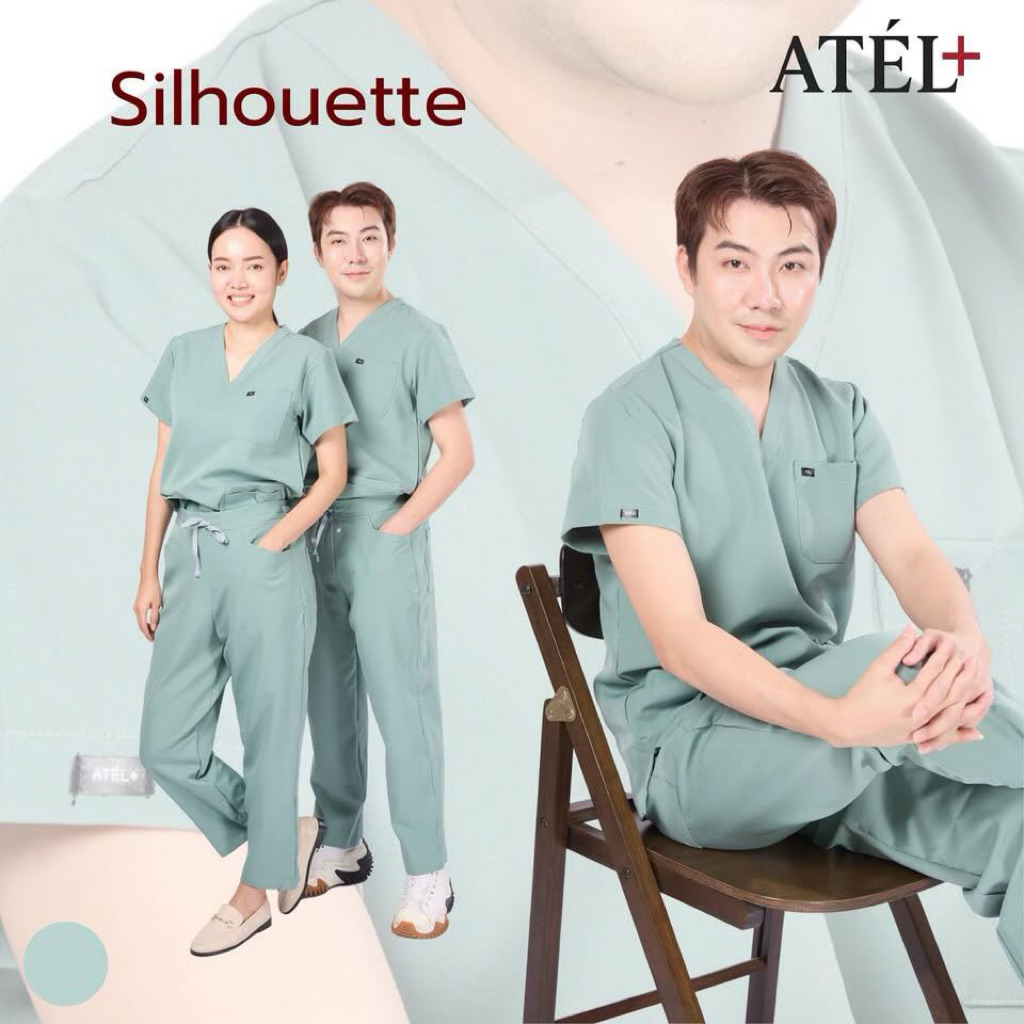 Atel scrubs | เสื้อ-กางเกงสครับ unisex รุ่น Silhouette สี Muted mint