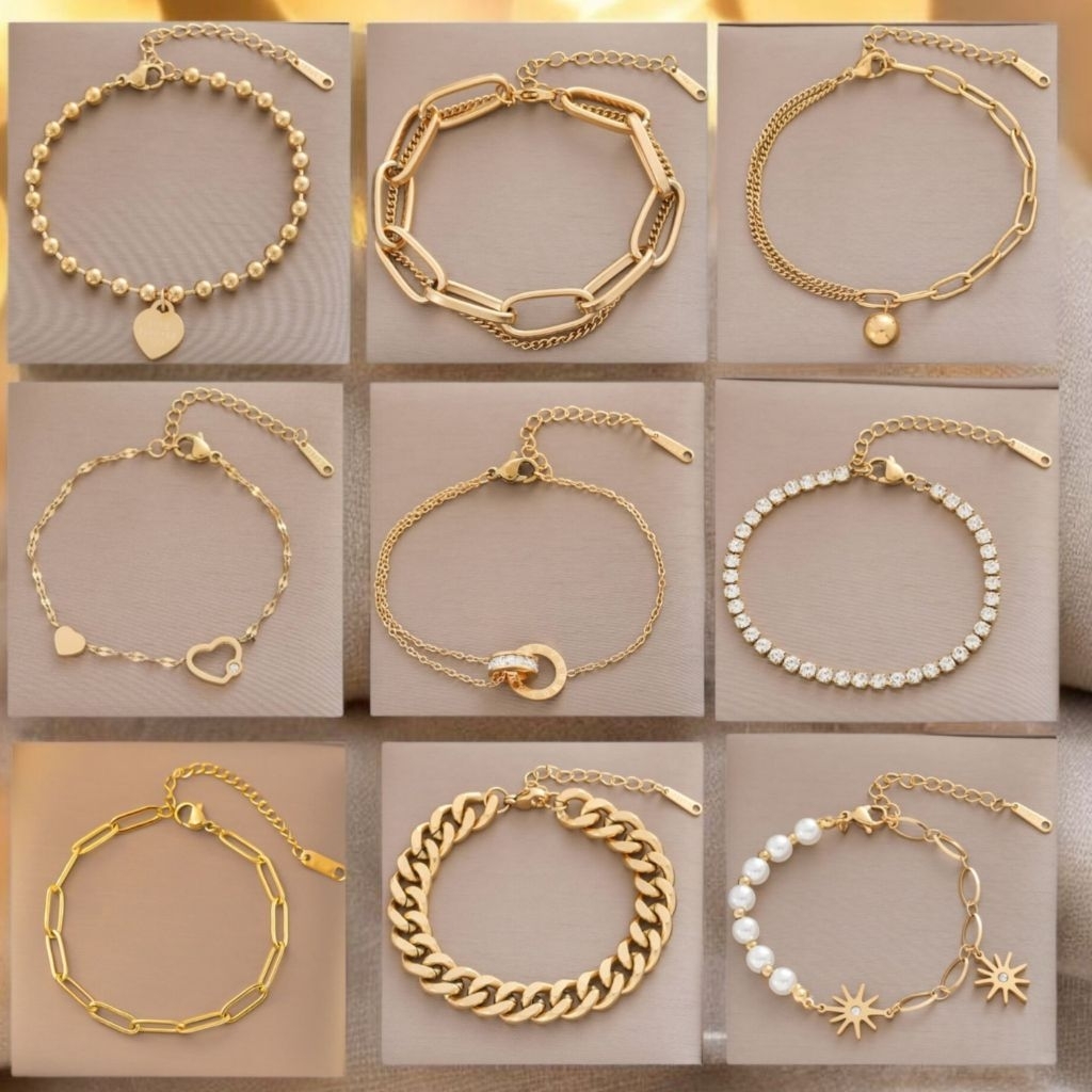 COD✅️สร้อยข้อมือสแตนเลสแท้ ลายแฟชั่น ไม่ลอกไม่ดำ พร้อมส่งในไทย ถ่ายจากสินค้าจริง