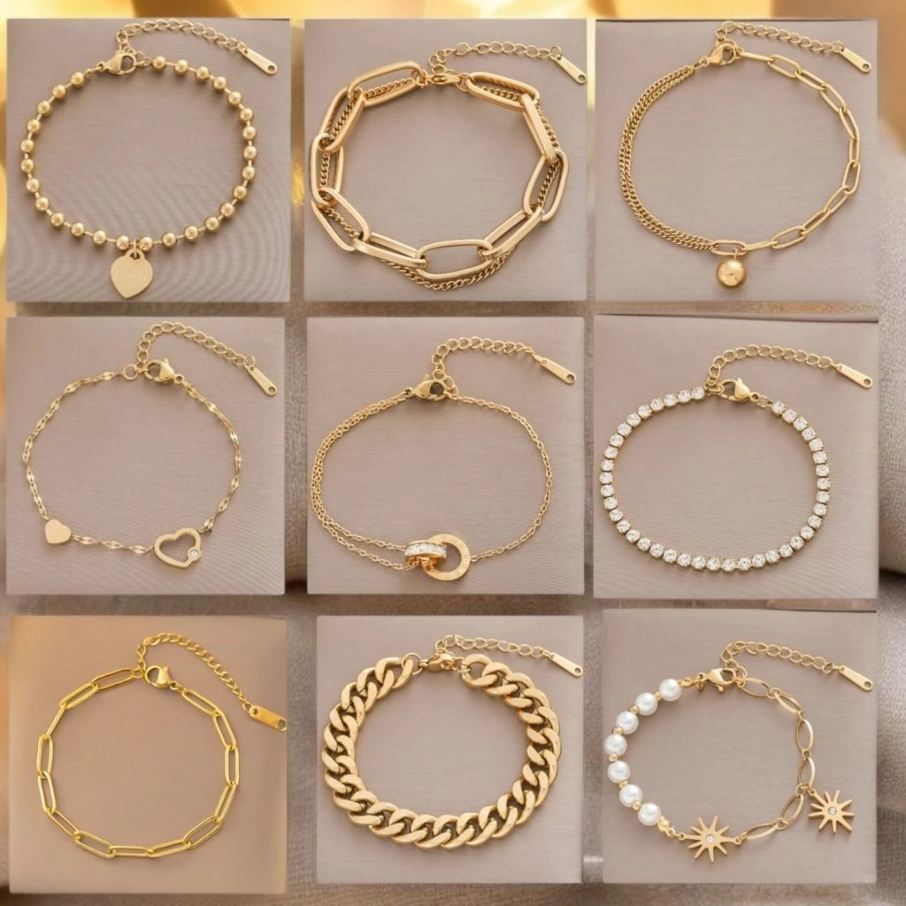 COD✅️สร้อยข้อมือสแตนเลสแท้ ลายแฟชั่น ไม่ลอกไม่ดำ พร้อมส่งในไทย ถ่ายจากสินค้าจริง