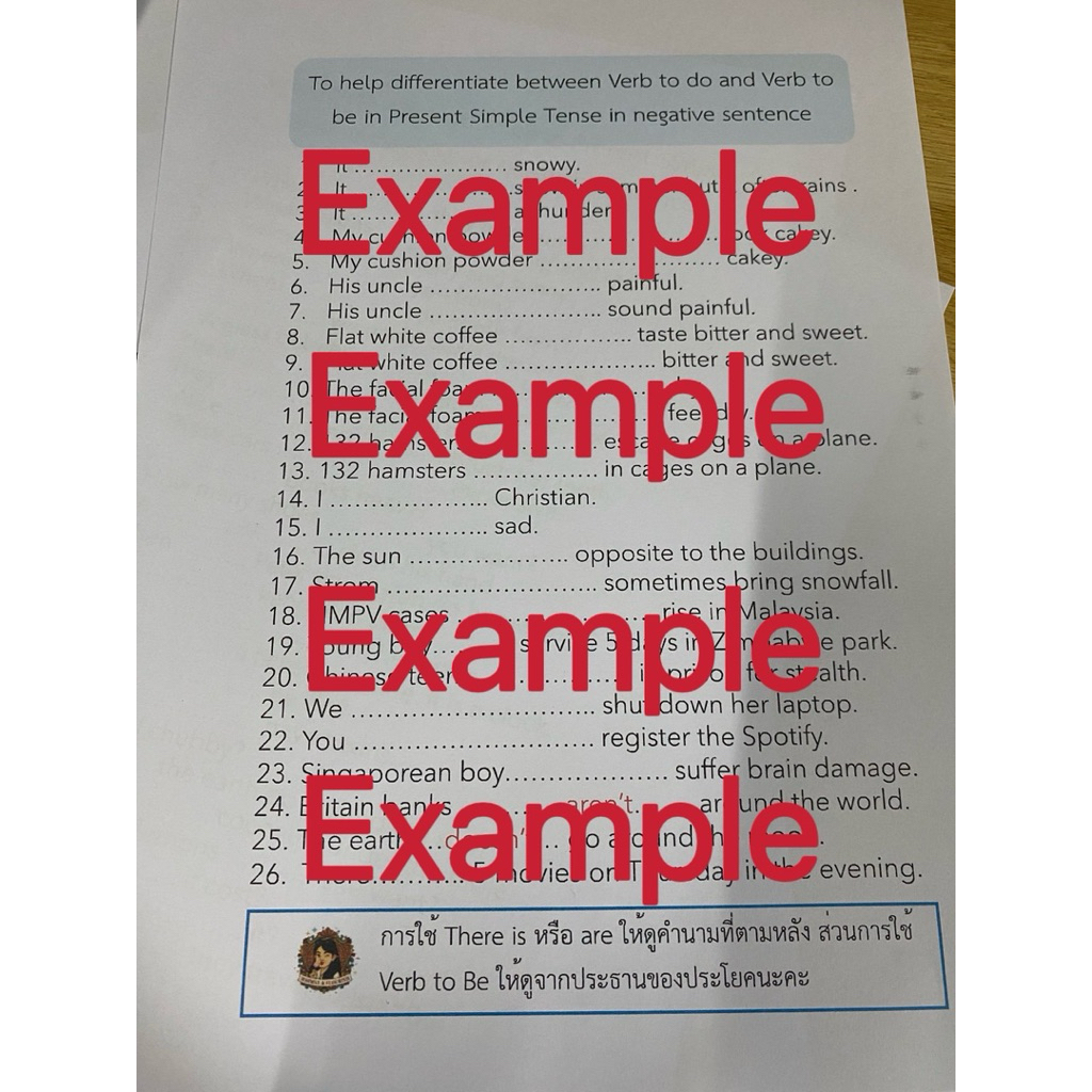ใบงานเอกสารแบบฝึกหัดภาษาอังกฤษ Present Simple Tense แยกการใช้ v.to beและ v.to doเหมาะสำหรับป.3 ป.4 ป