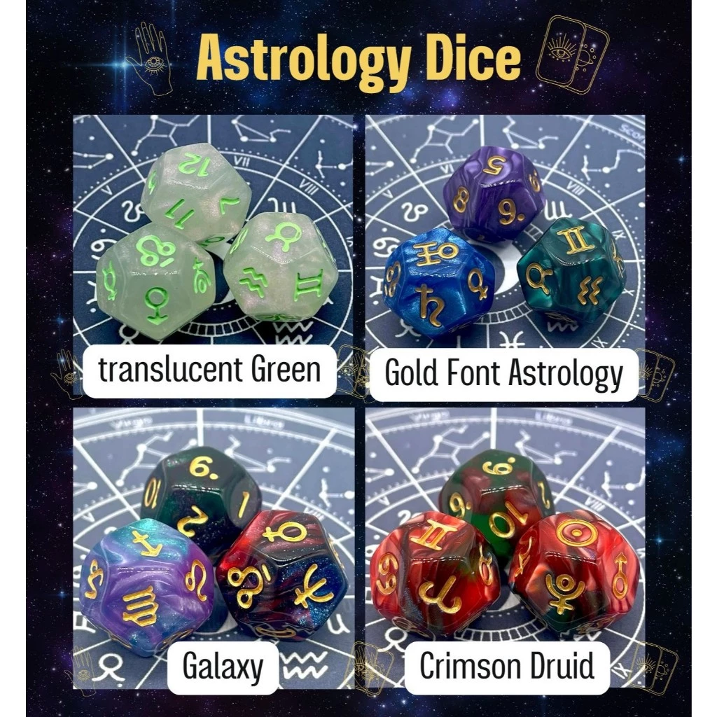 🔮✨ Astrology Dice (1 set 3 ลูก) | ลูกเต๋าพยากรณ์ ทำนาย ใช้คู่กับไพ่ยิปซี ไพ่ออราเคิล การพยากรณ์ ทำนายกลุ่มดาวโหราศาสตร์ thumbnail 3