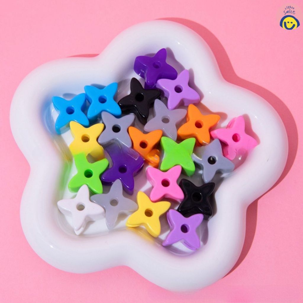 ลูกปัดดอกไม้พาสเทล D.I.Y. คละสี ทำกำไล/สร้อย/พวงกุญแจ งานคราฟต์น่ารัก ใจฟูสุด ๆLS-1027/LS-1028