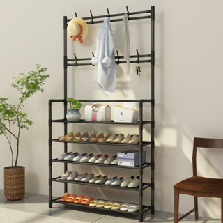 YY ราวแขวนผ้า แขวนหมวก ราวแขวนอเนกประสงค์ พร้อมชั้นวางของ 88…