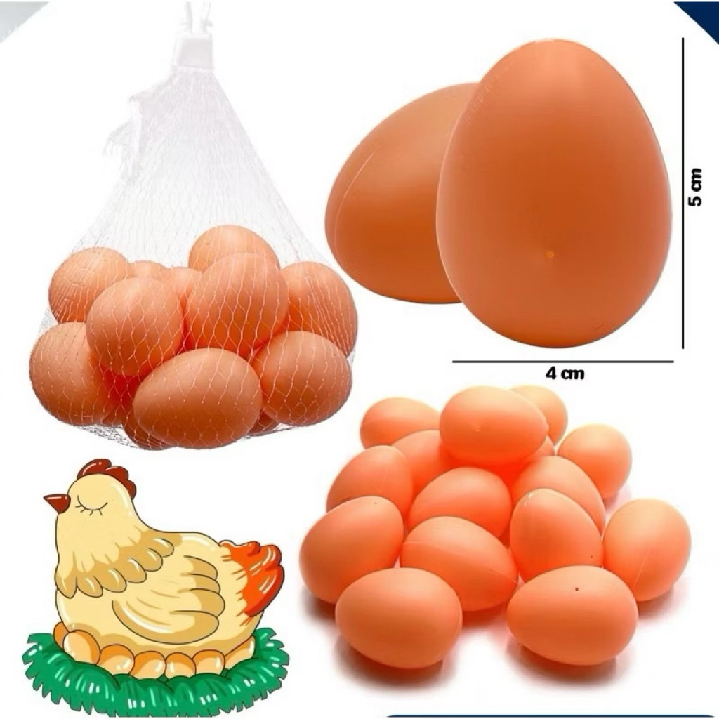 ✅️ (ถูกที่สุด พร้อมส่ง) ไข่ไก่ปลอม ไข่ไก่พลาสติก ไข่ปลอม ใส่ถุงตาข่าย 10-12 ฟอง/ถุง ขนาด 4×5 ซม.
