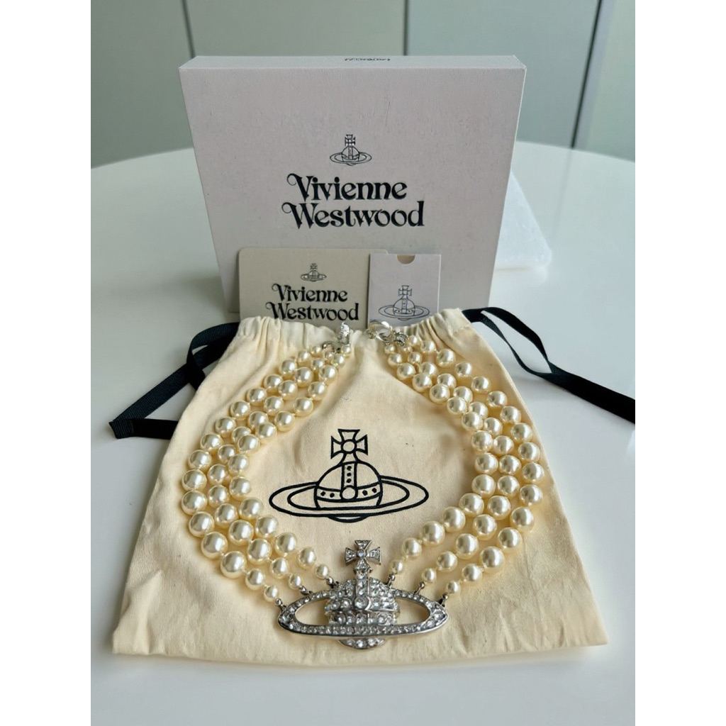 Used Three row chocker necklace vivienne westwood แท้ 100% sale