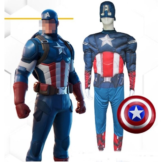 cp135 ชุดกัปตันอเมริกา ชุด+หน้ากาก+โล่ห์ ชุดกัปตันอเมริกาอเวนเจอร์ เหมาะกับความสูง 168-185 cm.