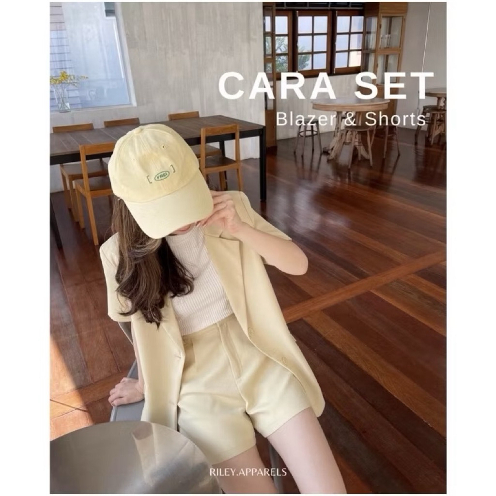 ส่งต่อเบลเซอร์ riley.apparels สีเหลืองแบบพาสเทล + กางเกงเซต