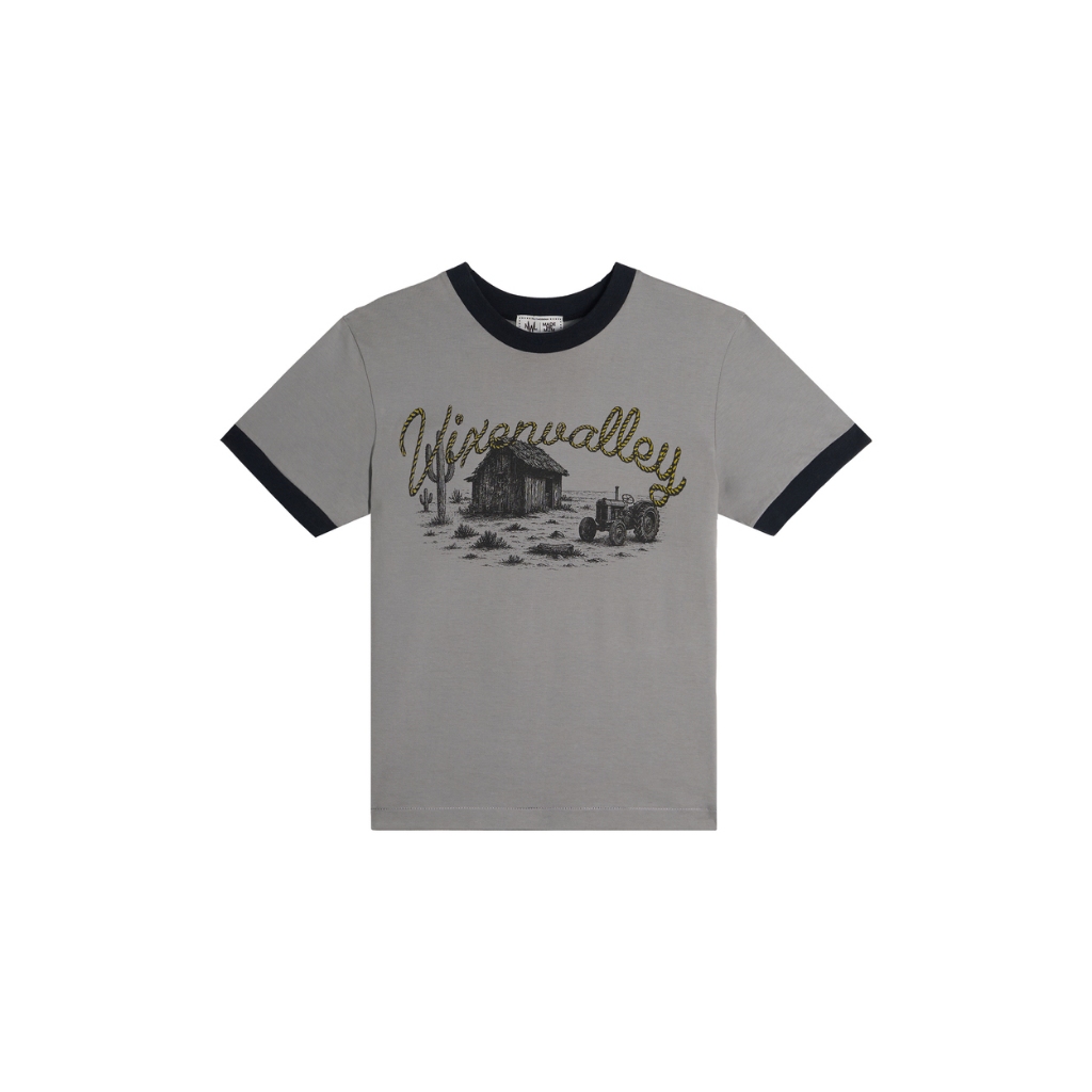 Vixen Ringer Tee Vintage Gray เสื้อยืดแขนจั๊ม สีเทา