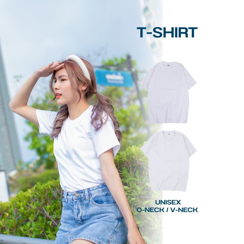 เสื้อยืดเปล่า เสื้อยืดสีพื้น เเขนสั้น T-Shirts โทนสีขาว