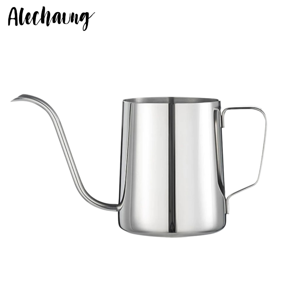 กาดริปกาแฟสีเงิน ดริปเปอร์กาแฟ drip coffee กาน้ำดริปกาแฟพร้อมฝาปิด ความจุ 600ml ใช้กับเตาไฟฟ้าได้ Alechaung coffee