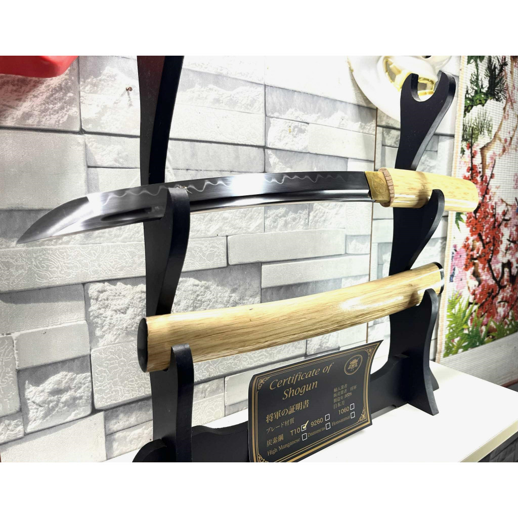 ซามูไร T10 ทันโตะ งานทำมือ พรีเมี่ยม  เปิดคม มีใบรับรอง จากค่าย Shogun แถมกล่องเก็บ ชั้นวาง พร้อมส่ง