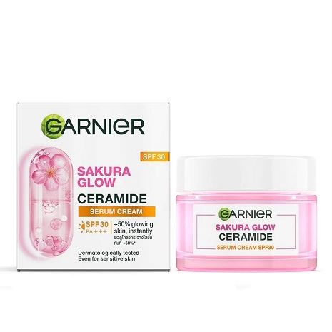 Garnier Sakura Glow Hyaluron Serum Cream SPF 30PA++ [50 ml.]การ์นิเย่สกินเนเชอรัลส์ ซากุระไวท์
