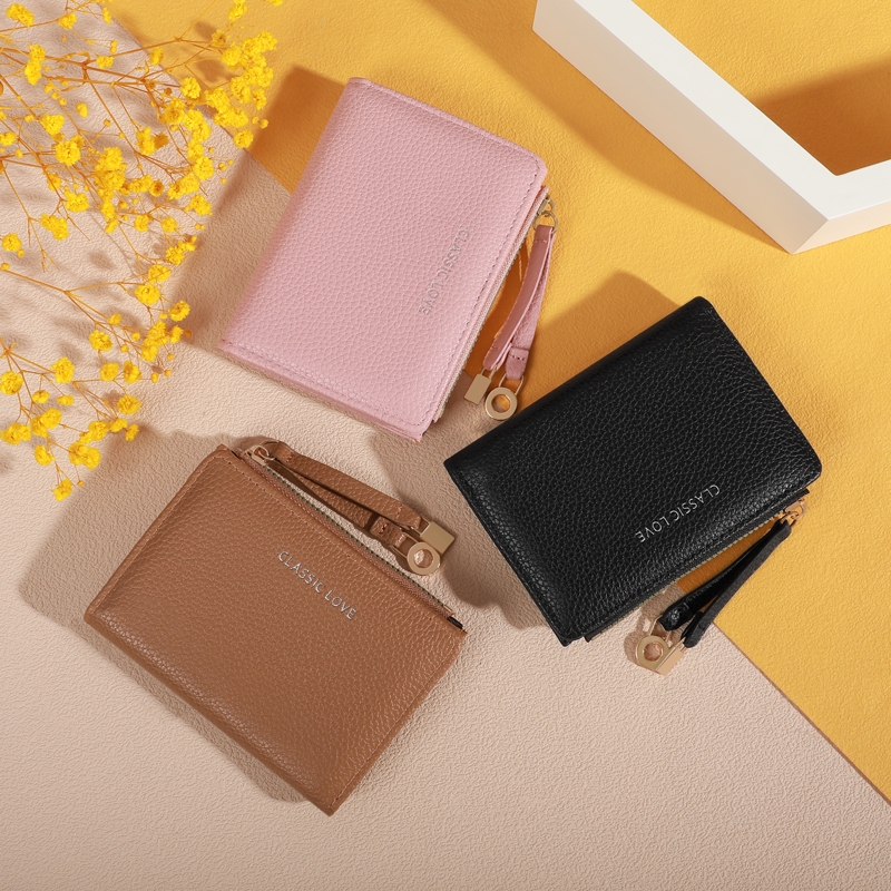 B-2500🔥กระเป๋าสตางค์ใบสั้น หนังPu พกพาสะดวก ขนาดเล็กแบบพกพา พร้อมช่องใส่บัตร แฟชั่นสําหรับสตรี 6สี