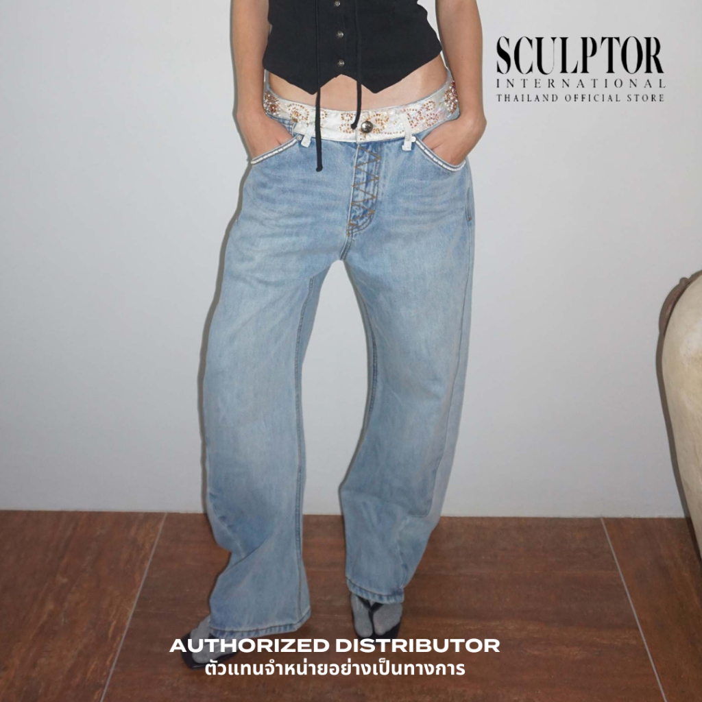 SCULPTOR® กางเกงยีนส์ Beaded Waist Denim Pants