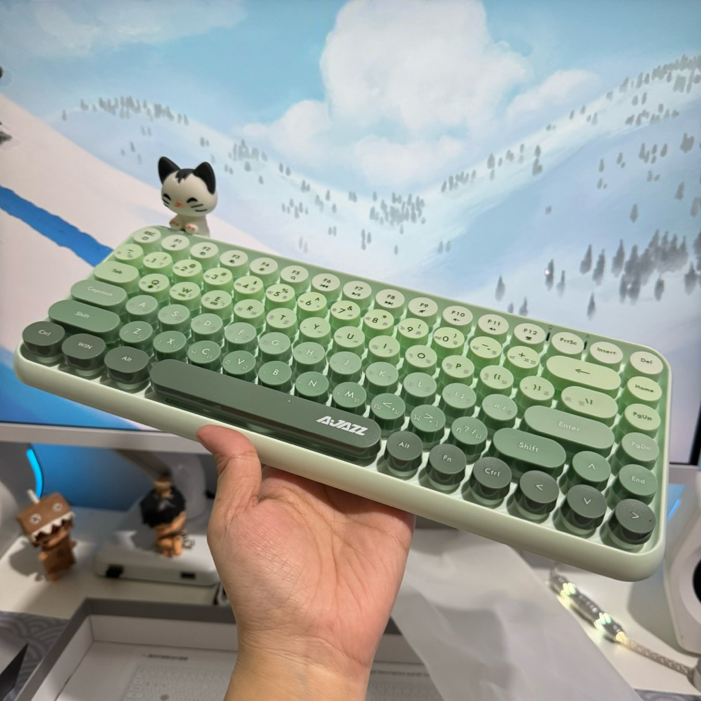 [ปล่อยต่อ] คีย์บอร์ดบลูทูธ Ajazz AK308i Magnetic Kitti Bluetooth Keyboard ปุ่มยาง เสียงเงียบ แมวแม่เ