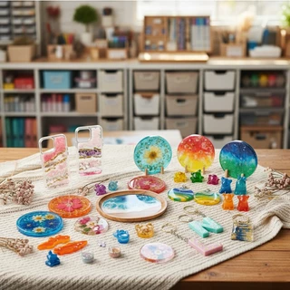 อุปกรณ์ DIY Kit ชุดทำพวงกุญแจเรซิ่น Resin Keychain ชุดทำจานรองแก้วเรซิ่น Resin Coasterและชุดหล่องานหินขัด COTTA Terrazzo