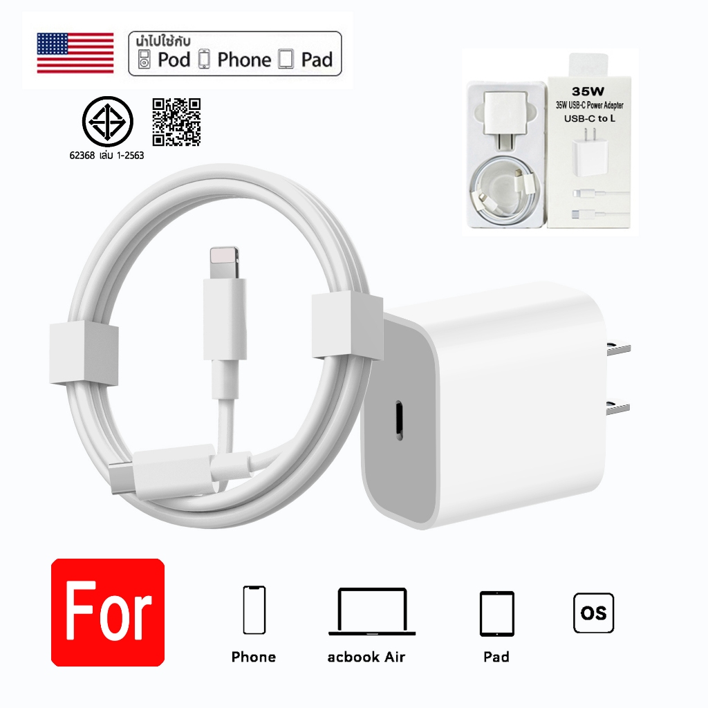 หัวชาร์จ+สายชาร์จ Typec pd35w 20w fastcharging ชุดชาร์จ pd 35w usb c สำหรับ phon