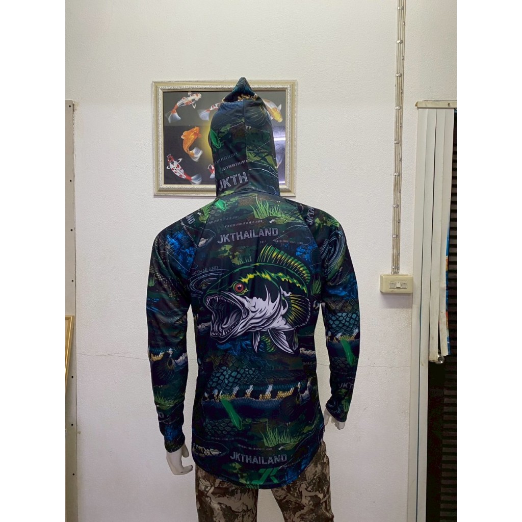 ลาย PREDATOR V2 พราง แบบฮูด คอตั้ง เสื้อตกปลาแขนยาว JK Thailand กันยูวี ป้องกันรังสี UV 80% แห้งเร็ว ราคา ถูกที่สุด ดีลบีเคเค แกลเลอรีภาพที่ 6