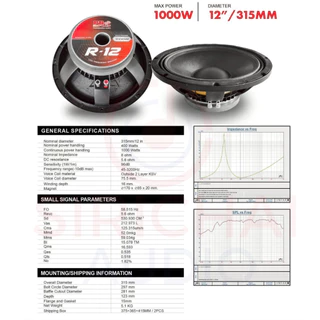 ดอกลำโพง12นิ้ว PROPLUS รุ่น R12 โครงหล่อ วอยส์3นิ้ว 1000วัตต์