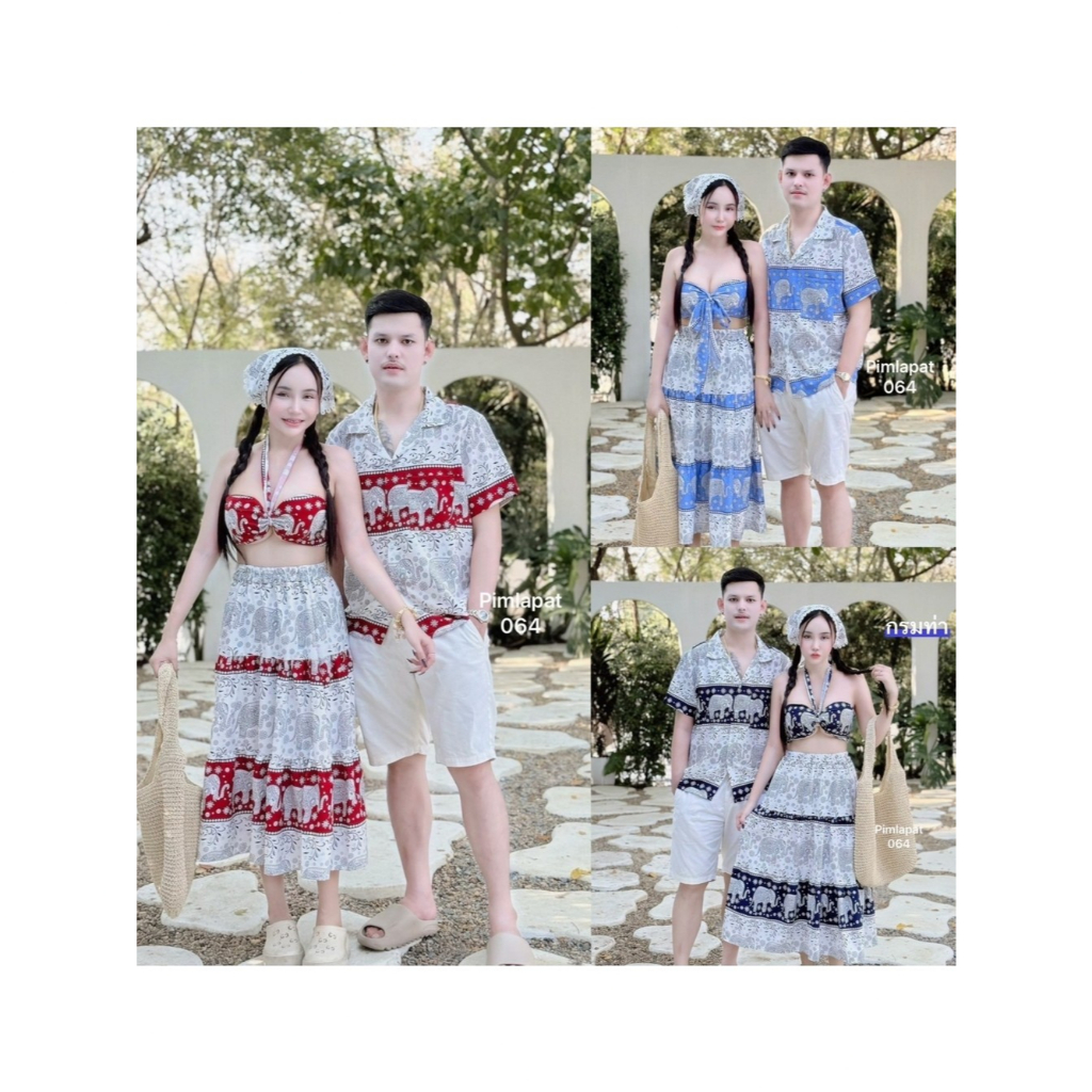 >>PIMLAPAT<< PLP  064 ชุดคู่กับแฟนได้ทั้ง4ชิ้นจะไปทะเลนี้ต้องมีกระเป๋าไปน้าาคะ เสื้อเกาะอกมีโบว์รึใส