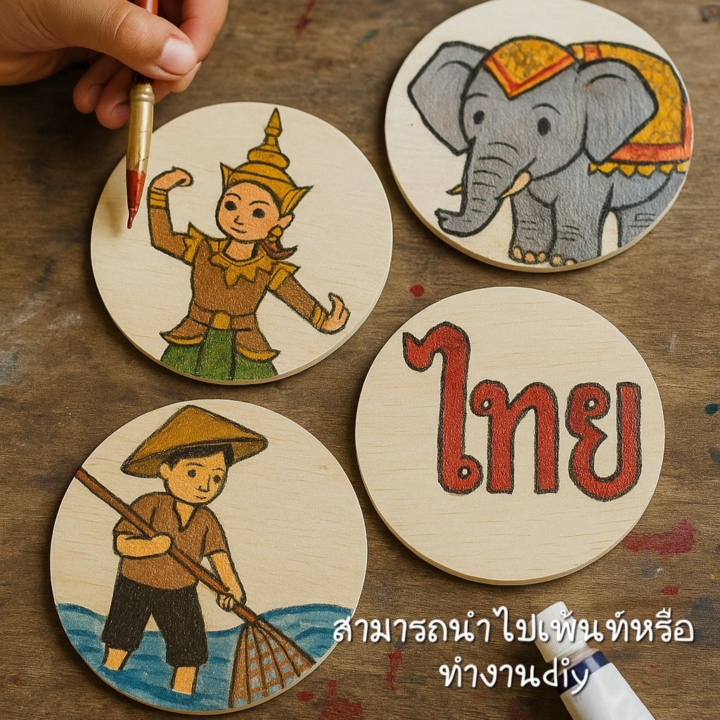 แผ่นไม้อัดวงกลม ขนาดเส้นผ่านศูนย์กลาง 10 มิล หนา 5 มิล | แผ่นไม้เปล่าสำหรับงาน DIY และงานฝีมือ - รูปที่ 3