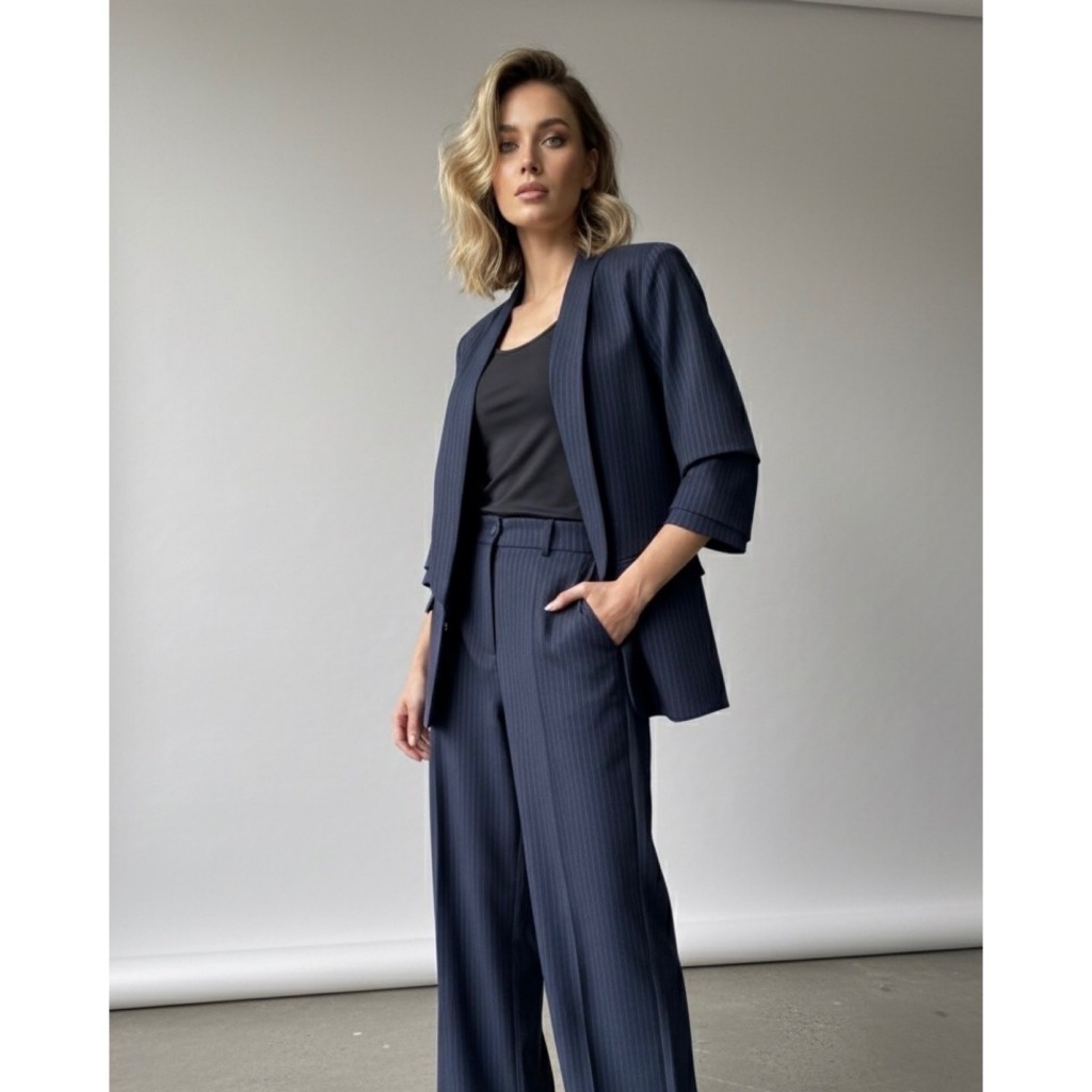 MMCHIC - NAVY PINSTRIPE BLAZER