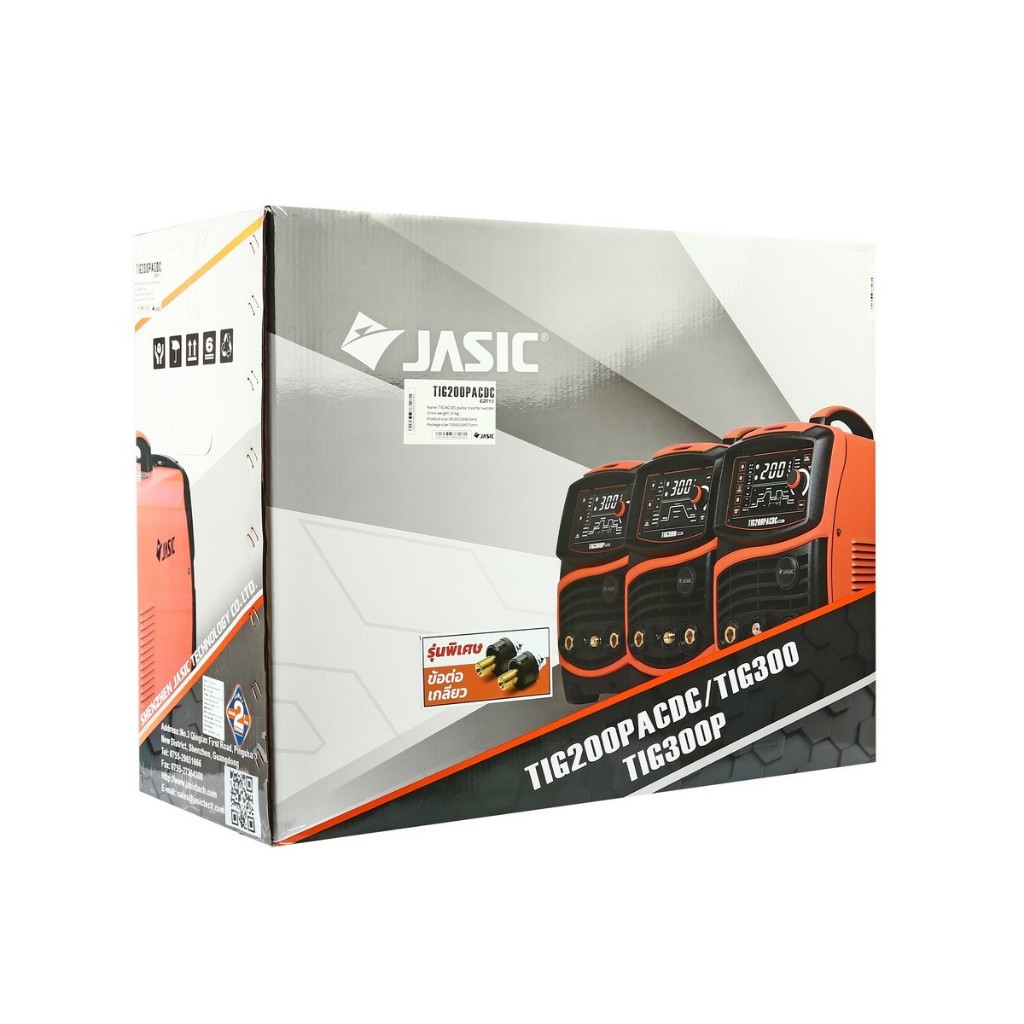 JASIC เครื่องเชื่อม TIG / MMA รุ่น TIG200PACDC E201II 1 เฟส 6 KVA TIG Pulse AC/DC ระบบป้องกัน IP21S 