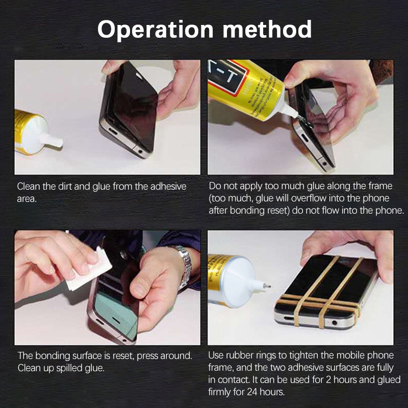 กาวติดจอมือถือT-7000 กาวเอนกประสงค์ (เนื้อกาวสีดำ) กาวติดหน้าจอทัสกรีน 15ml/50ml/110ml - รูปที่ 4