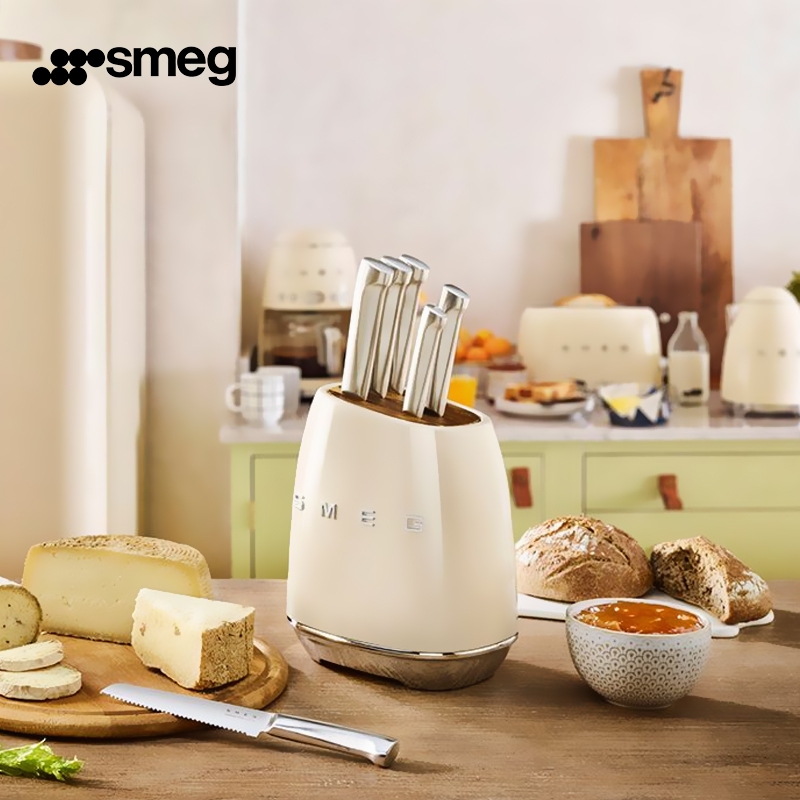 SMEG Knives Set Knife Block And 6 Exclusive Knives 100% ของแท้ SMEG มีดทำครัว