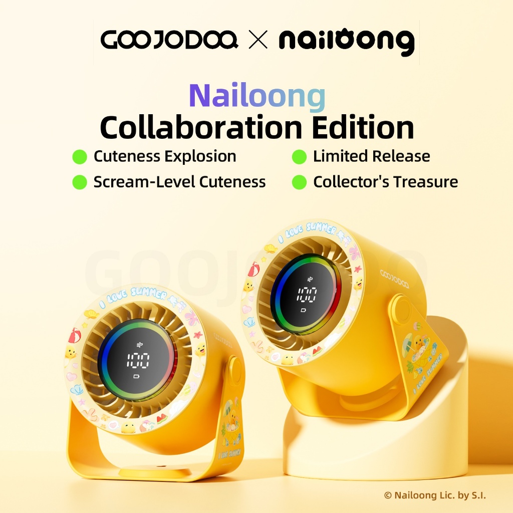 GOOJODOQ GFS008 x Nailoong High-speed Quiet Fan 2-in-1 Wall-mounted & Desktop 100 Speed Settings with LED Display