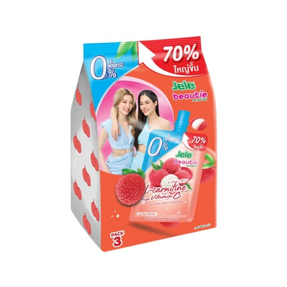เจเล่บิวตี้ ลิ้นจี่ แอลคาร์นิทิน 0% 240 ก. 1แพ็ค 3ซอง