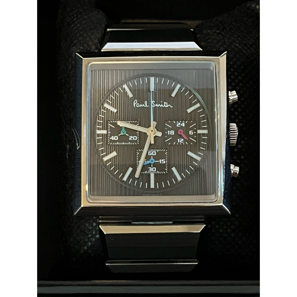นาฬิกาข้อมือ Paul Smith Square Model Cube Chronograph มือสองญี่ปุ่น (สภาพ 95%) คัดพิเศษ ของแท้ญี่ปุ่
