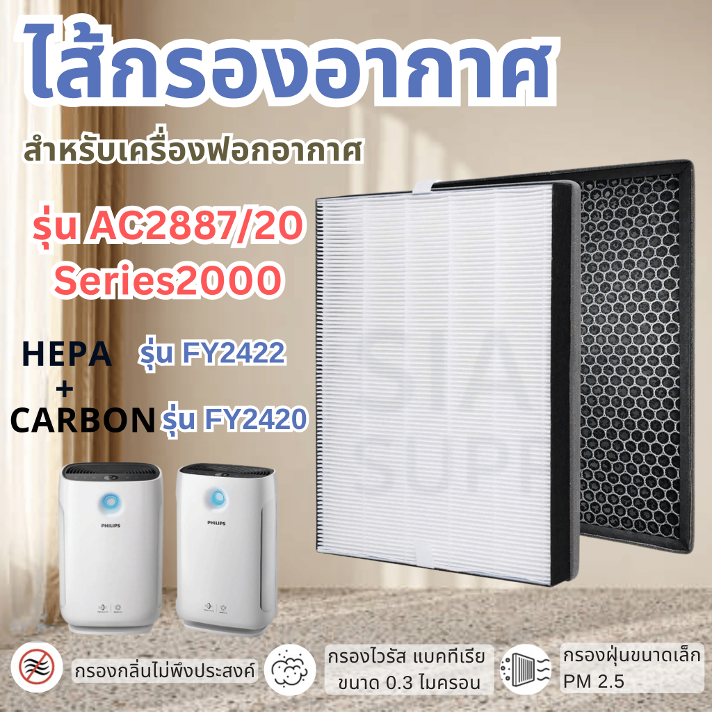 แผ่นกรองอากาศ สำหรับPhilips AC2887/20 Series 2000