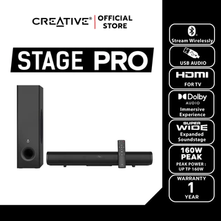 CREATIVE SPEAKER STAGE Pro Bluetooth Sound Bar 2.1 Speaker + Subwoofer มีรีโมท ลำโพงบูลทูธไร้สาย