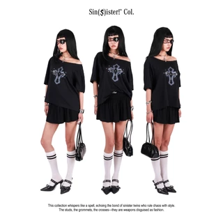 kome.offi เสื้อโอเวอร์ไซส์ปาดไหล่ รุ่น god blessed t-shirt