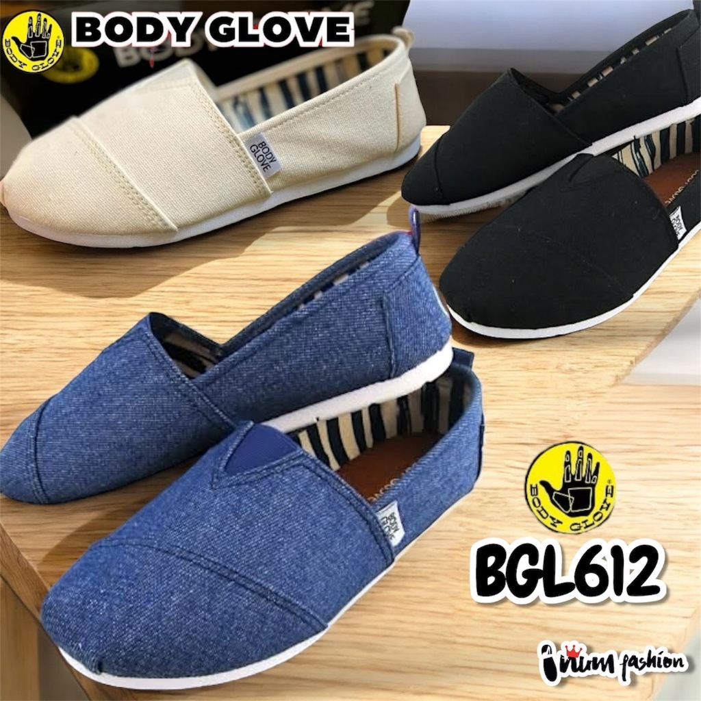 NFshoes รองเท้าผ้าใบ BODY GLOVE BGL612 NEW COLLECTION สายชิวใส่สบาย ผ้าใบสลิปออน SIZE 36-40