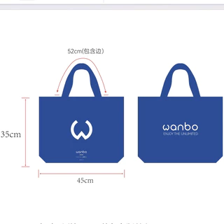 【Gift Not for sale】Wanbo Blue Canvas Tote Bag กระเป๋าใส่ของผ้าคานวาสสีน้ำเงิน