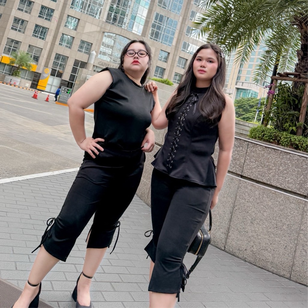 Lady M | Tie Hem Cropped pants plussize กางเกงขา 7 ส่วนสีดำ สาวอวบ พลัสไซส์ถูกใจแน่นอนค่ะ ดีไซน์เท่ดุดัน ใส่ทำงาน เที่ยว - รูปที่ 3